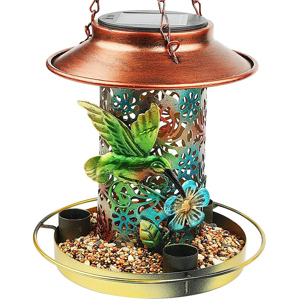 Solar Outdoor Courtyard Garden Tree Hanging Light Hanging Bird Feeder Hollow Waterproof Decorative LED Light Feeding
