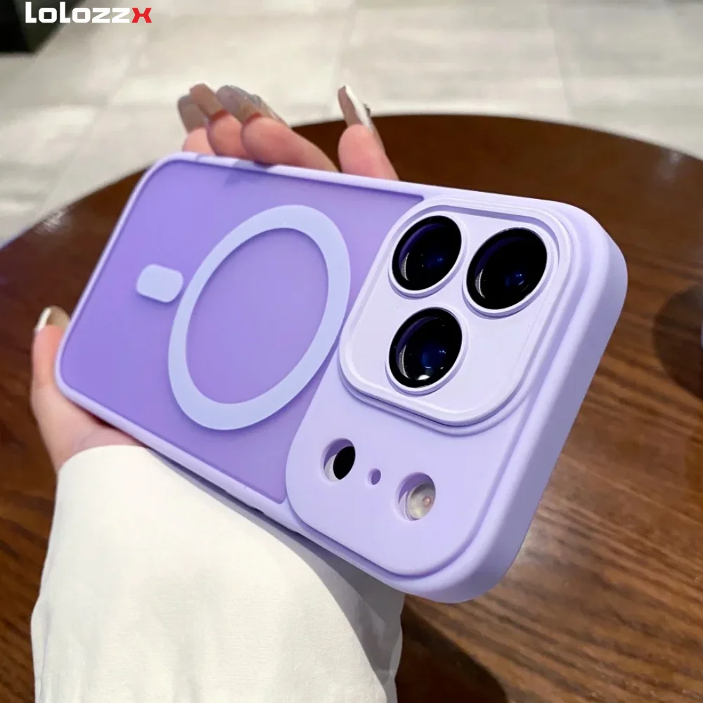 Magnetic Luxury Matte Translucent Shockproof Armor Case with Magsafe Compatibility