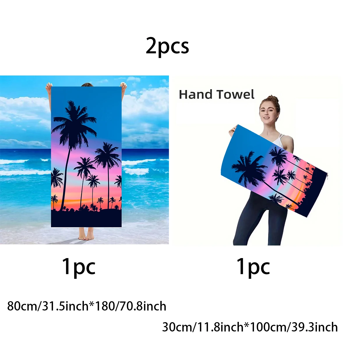 Extra Large Microfiber Beach Towel, Towel, Quick Dry Beach with Vivid Ocean and Mandala Floral Pattern, 31.5" * 70.8", Qu