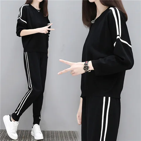 

Fat mm sports suit women thin autumn and winter large size women's 200 kg loose fashion sweater two piece set