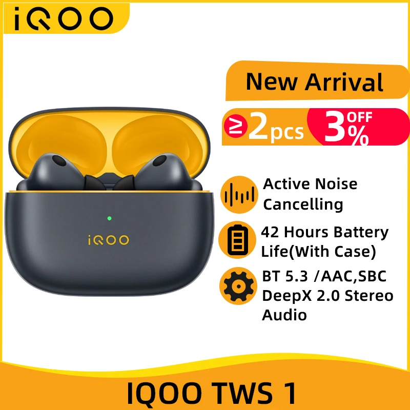 

VIVO IQOO TWS 1 TWS Earphone Bluetooth 5.3 49dB Active Noise Cancelling True Wireless Headset 42Hour Battery Life For IQOO 11S