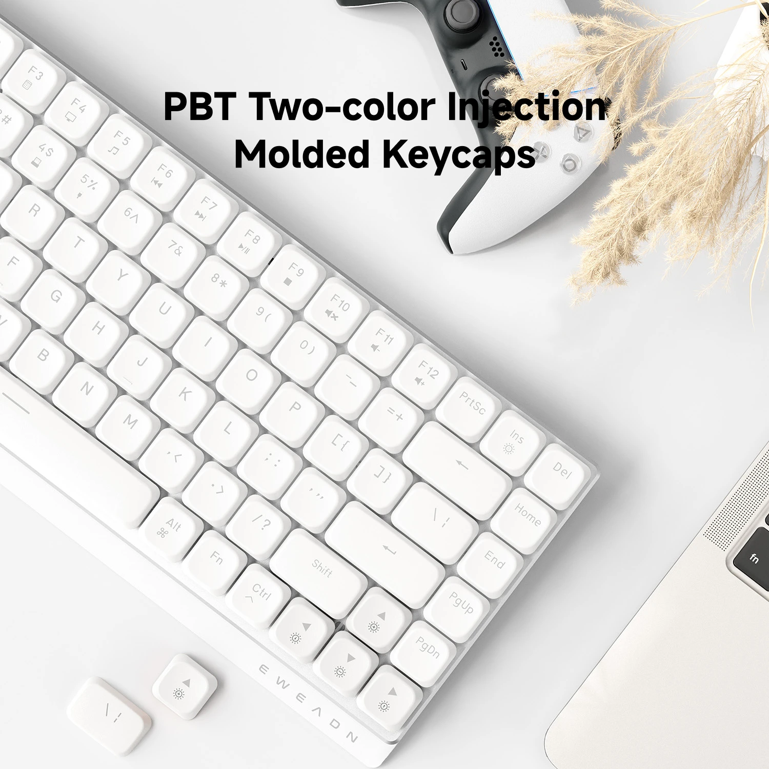 EWEADN Clavier de jeu mécanique sans fil à profil bas, conception supérieure ergonomique mince en aluminium avec commutateurs rapides pour le bureau eSports