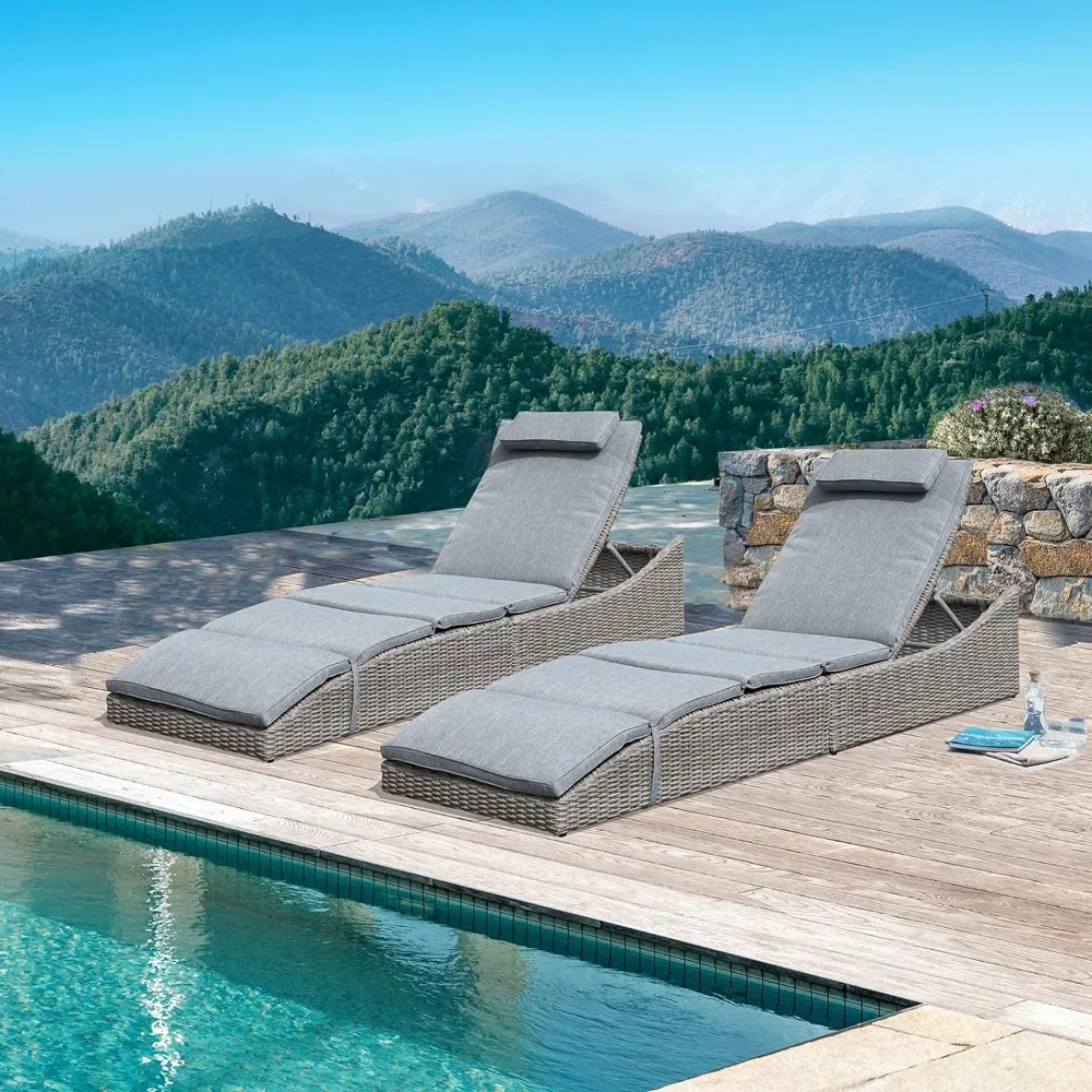 

Outdoor Chaise,Folding Pool Lounge Chair Set of 2 Outdoor Adjustable Chaise Lounge Chair, Outdoors Garden Lounger