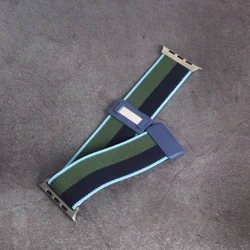 Magnetic Buckle Nylon Loop Elastic Watch Band Strap - 42mm44mm45mm49mm (Blue green)