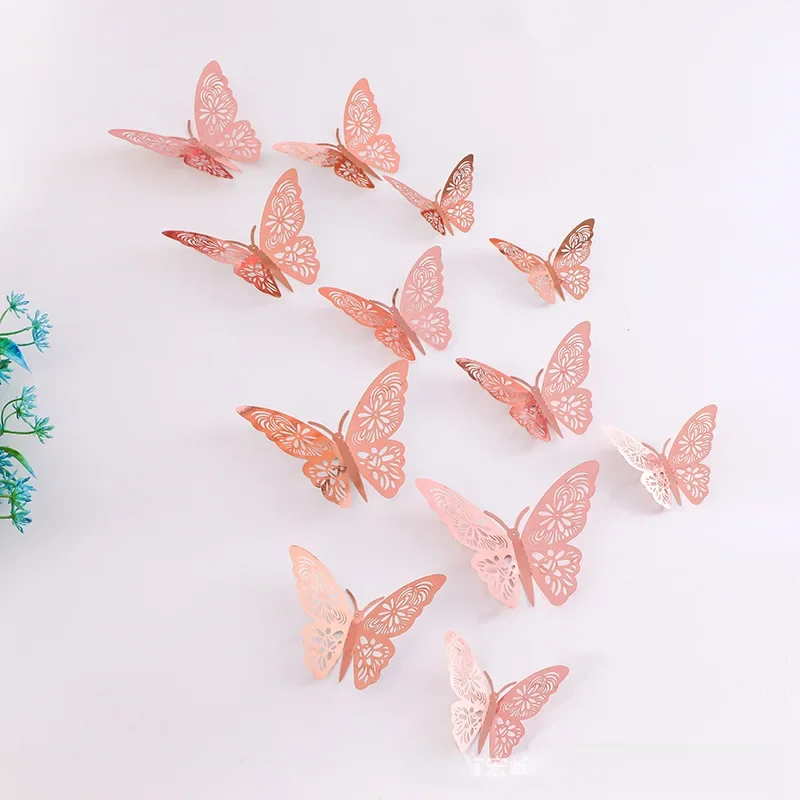 Symphony 3D Butterfly Hollow Out Wall Sticker DIY Home Cake Gift Decoration Party Patch label stickers