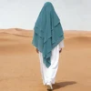New 3 Layer Chiffon Scarf Large Khimar Muslim Women Overhead Caftan Islamic Prayer Hijab Burqa Eid Ramadan Hooded Headscarf Tops