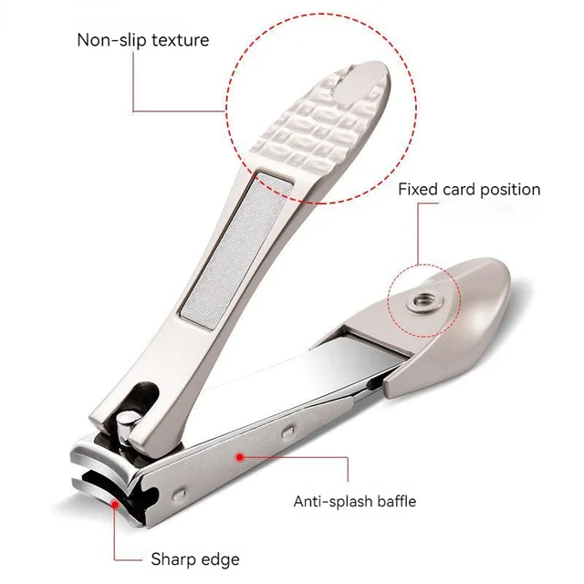 Nail Clippers with Catcher – KLIPP Heavy Duty Stainless Steel Fingernail  and Toe Nail Cutter with Curved Surgical Blades and Built-In Nail File –