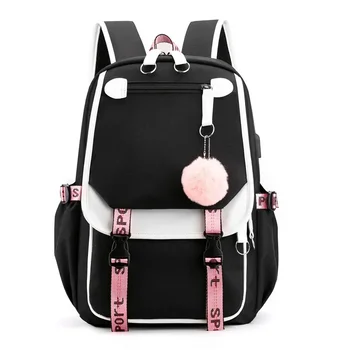 Korean Style High School Backpack for Teenage Girl Fashion Black White Student Girls Backpack Schoolbag Cute Book Bag 1