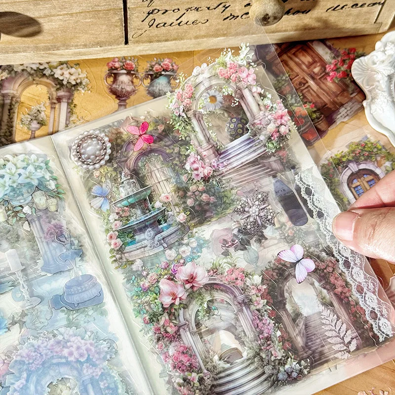 빈티지 꽃무늬 및 식물 패턴 스티커 20개/책, 노트북, 스크랩북, DIY 장식 스티커