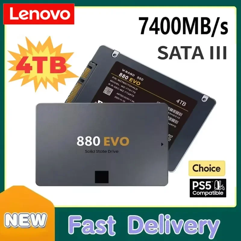 레노버 4TB 고속 외장형 SSD, SATA3 인터페이스 휴대용 HDD/SSD 노트북 외장 스토리지
