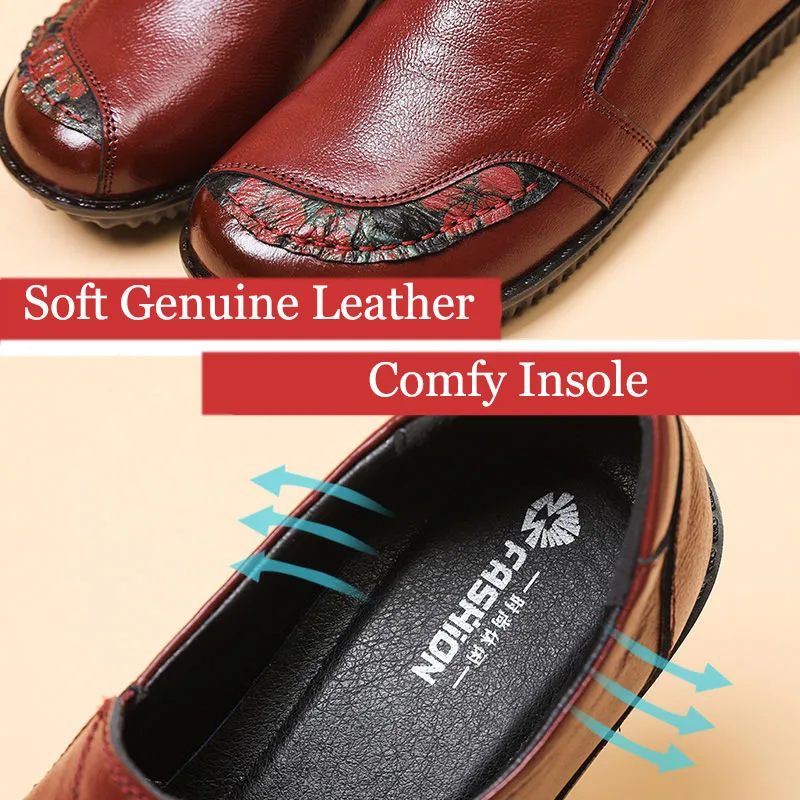 Women Vintage Luxury High Quality Loafers Women's Moccasins Casual Elegant Ladies Wide Shoes Genuine Leather Ballet Flats Shoes