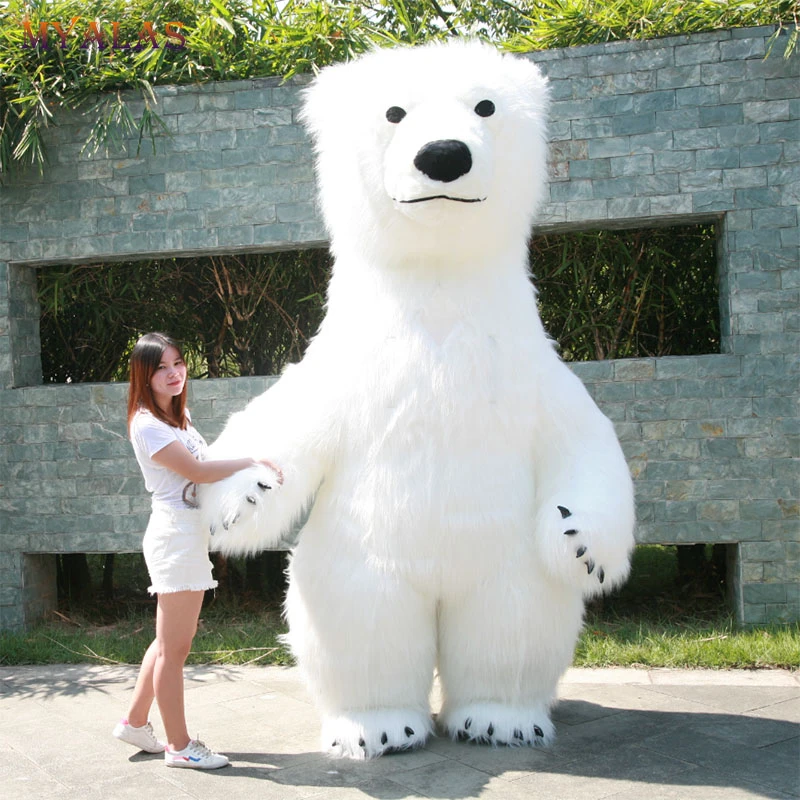 Disfraz de Mascota de oso Polar inflable para adultos, publicidad, boda,  tela gigante de Animal, oso largo de felpa blanco, marrón,  amarillo|Mascota| - AliExpress