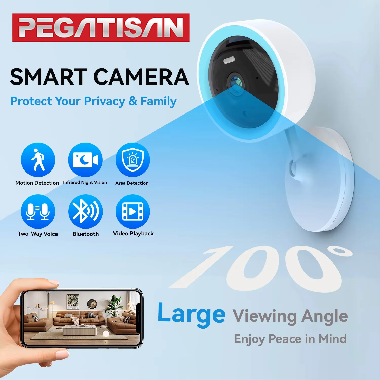 PEGATAH Tuya Smart 5MP HD Indoor Home Security Camera for Baby Two Way Audio Talk Color Night Vision , Human Detection 1