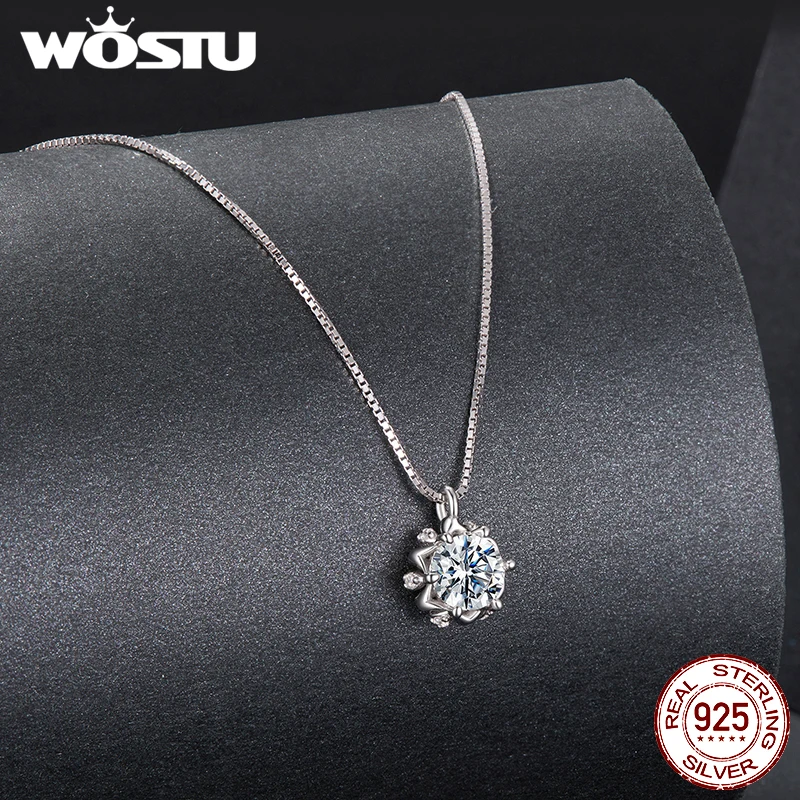 WOSTU Moissanite Wedding Jewelry 4 Set For Women 925 Sterling Silver Romantic Flower Enegagement Necklace Bracelet Earring Ring 4