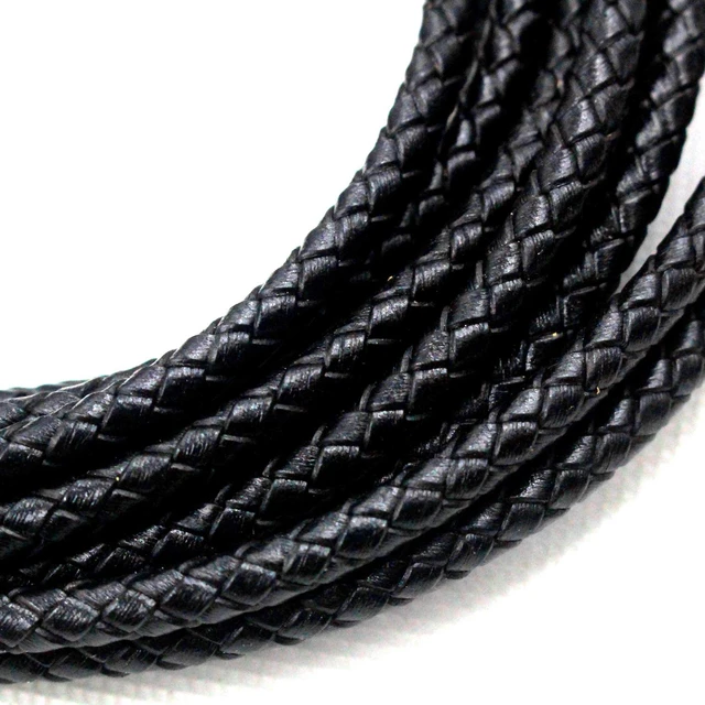 5m 3/4/5/6mm Black Round Braided Genuine Bolo PU Leather Beading