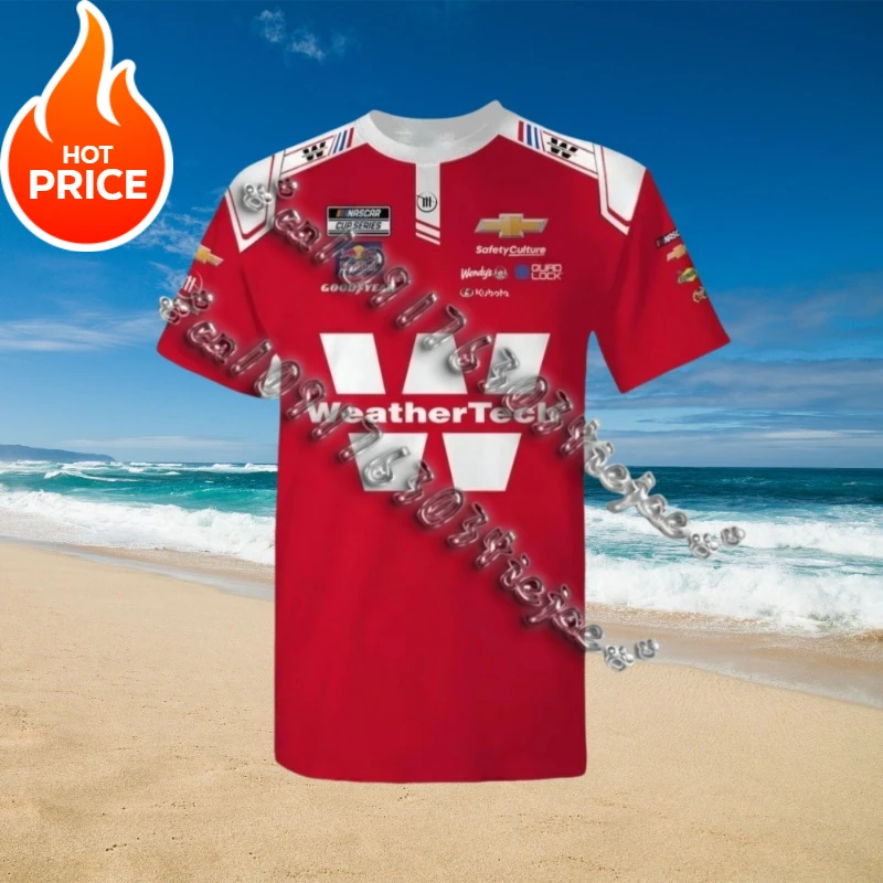 Motorcycle Shane van Gisbergen Trackhouse Racing Team Collection Red WeatherTech Uniform T-Shirt Street Breathable Men T-Shirt