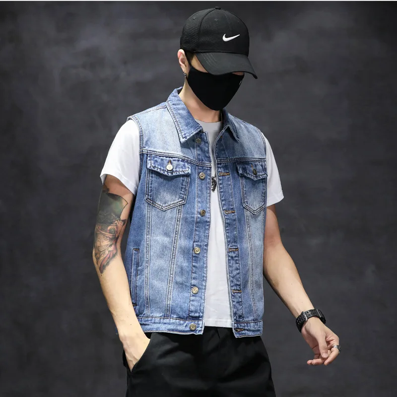 

Denim Waistcoat Autumn New Men's Fashion Plus Size Denim Jacket Vest
