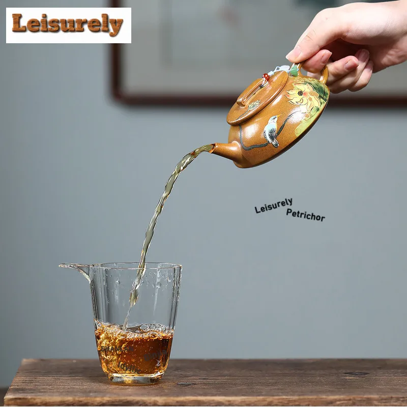 200ml Luxury Yixing Purple Clay Teapots Handmade Lotus Pot Raw Ore Wood-fired Porcelain Mud Kettle With Strainer Zisha Tea Set