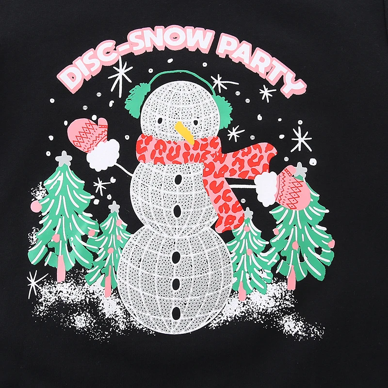 2025 Autumn Spring Kids Clothes Baby Girls Children's Clothing Cartoon Christmas Snow Man Sweatshirts Tops Cotton