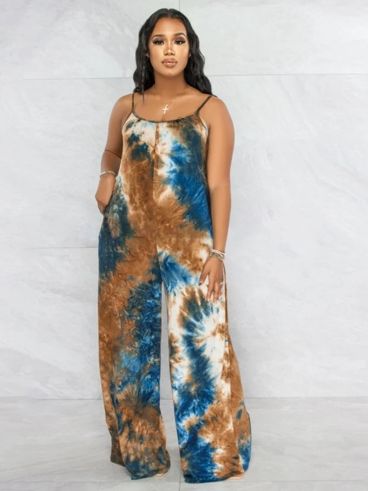 Wmstar Jumpsuits Rompers Wholesale Printed Halter Casual Pants Straight Leg Fashionable Loose Large Sized One Piece Pants 2025