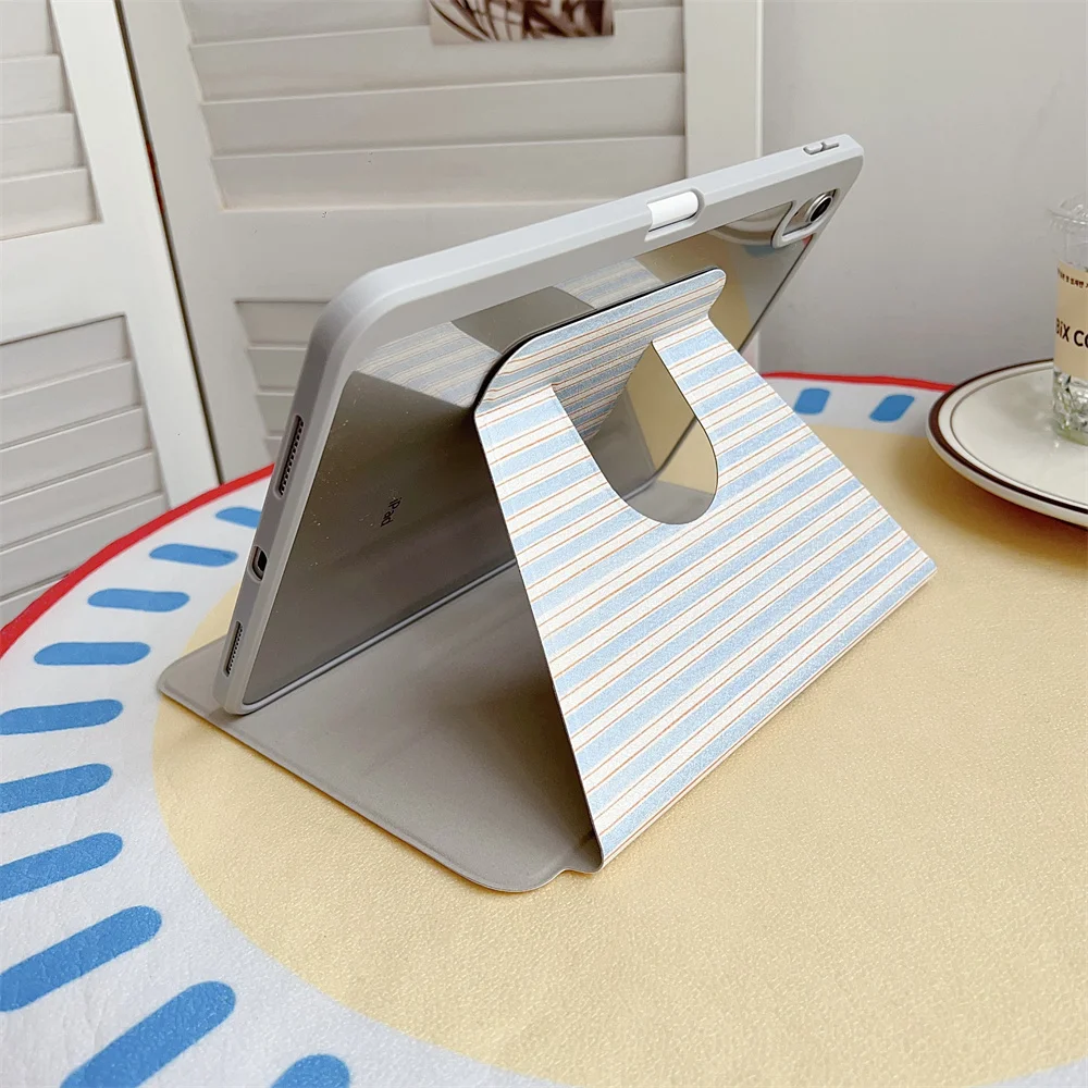 Striped Cake Rotating iPad Case with Pen Holder