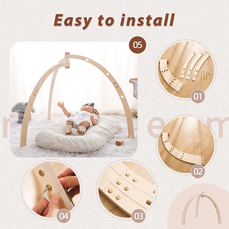 Set Of Wooden Baby Gym Newborn Activity Fitness Stand Baby