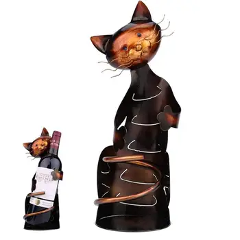 Creative Standing Cat Wine Holder Home Decor Animal Metal Sculpture Wine Display Stand Rack Kitchen Bar Centerpiece Decoration 1