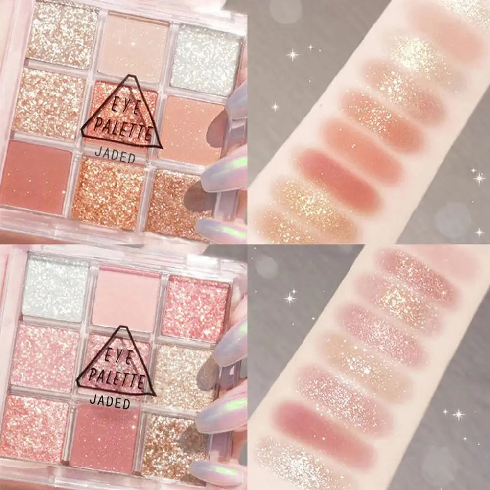 9/15 Colors Eye Shadow Palette Glitter Snowflake Diamond Pink Chocolate Brown Shades, Korean Contour Makeup For Charming Eyes 2