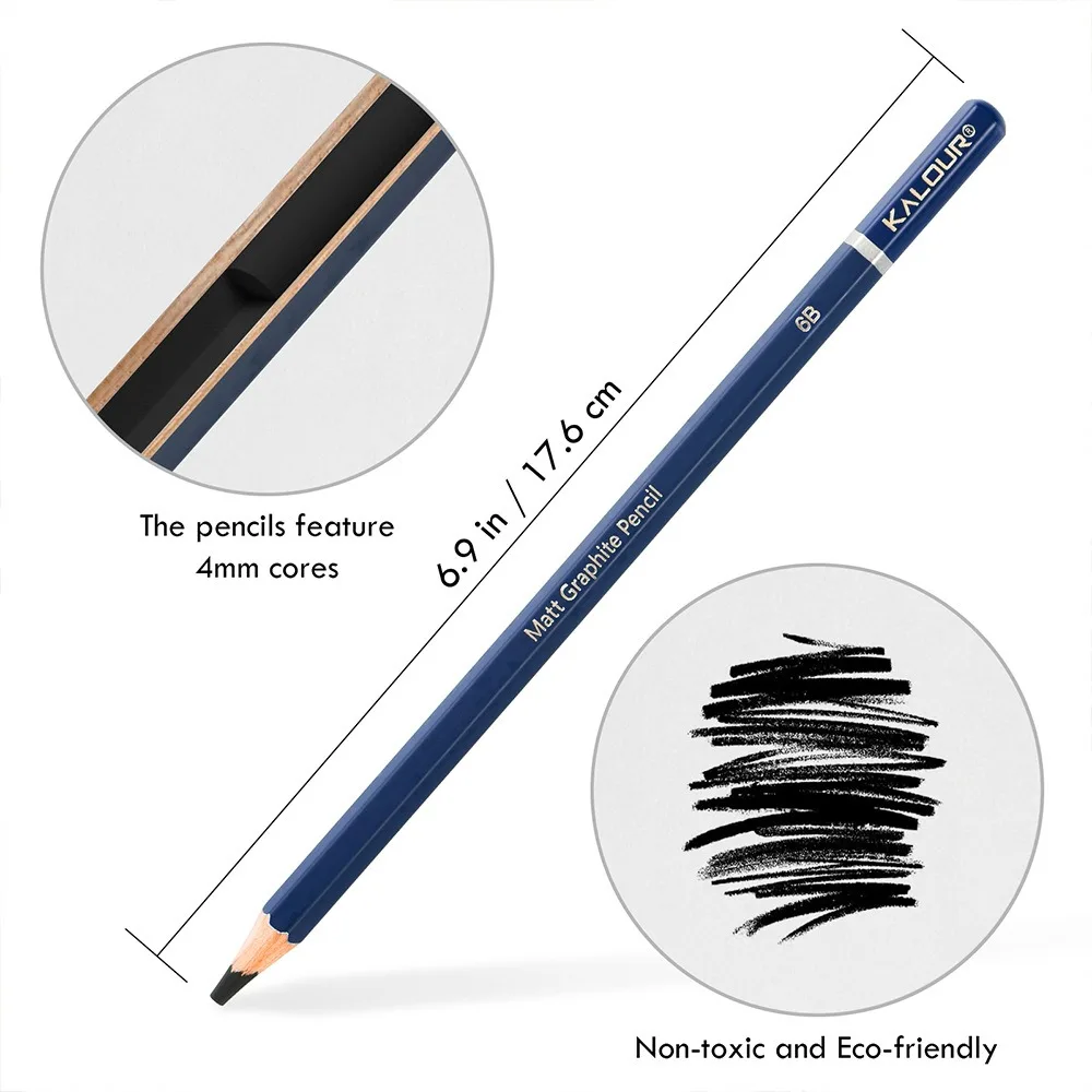 KALOUR PDAS Graphite Pencil Charcoal Pencils Set, 6/12pcs High Quality Drawing Materials Pro Artists Sketching Supplies zeichnen 3