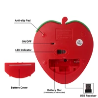 Wireless 2.4Ghz Strawberry Shaped Mouse Cute Pink Fruit Design Optical Ergonomic Mini Computer USB Mice For Laptop PC Kids Gifts - Image 5