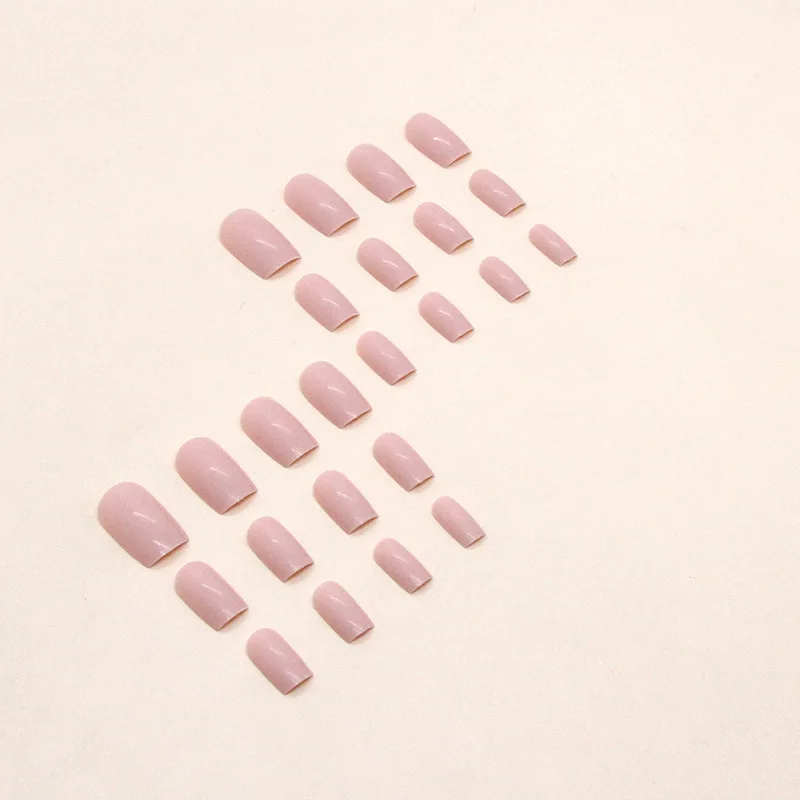 Description Picture 5 of item24Pcs pink French Fake Nail Short Square Nail Tips Fashion Wearable False Nails with Glue Simple Full Cover Press on Nails