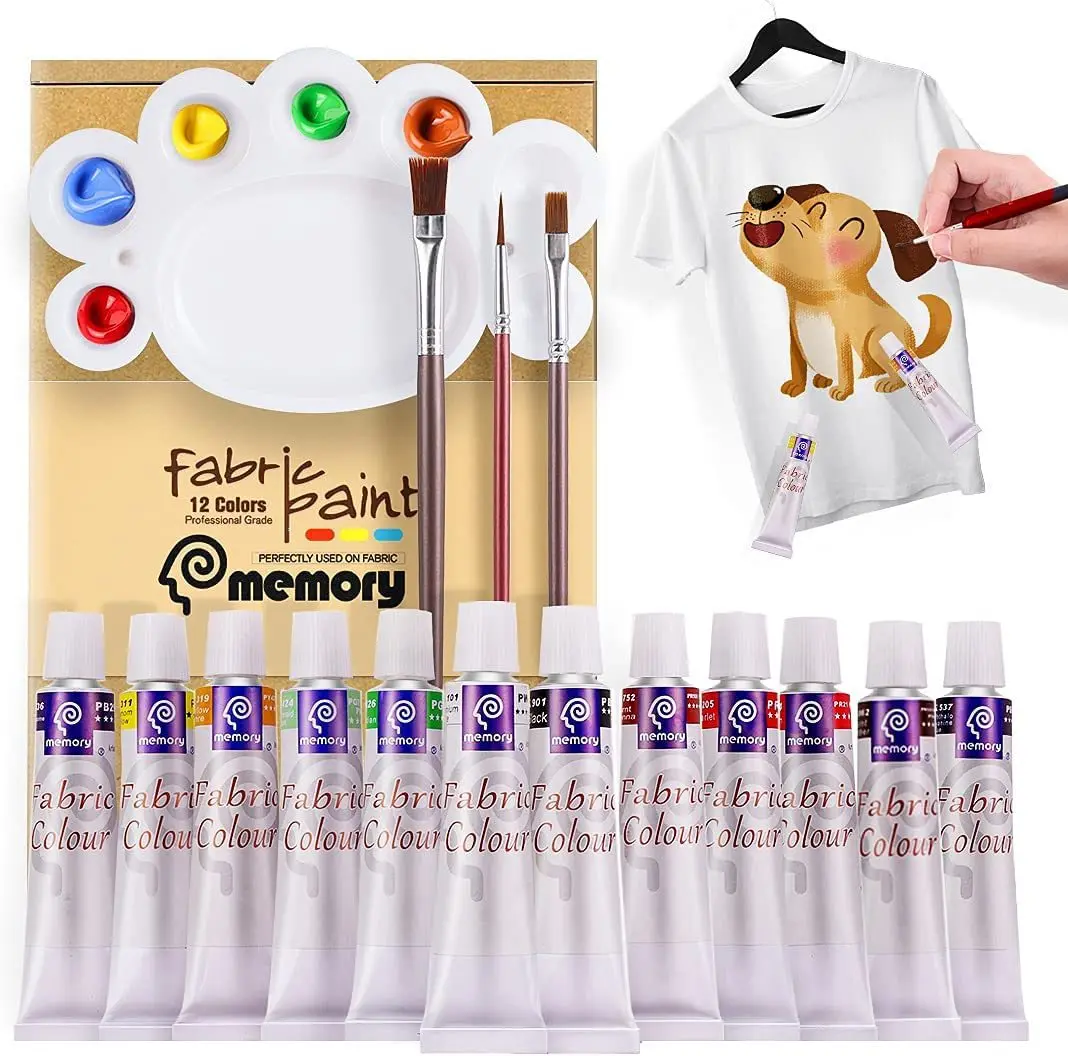 

Memory 12 Color 12ml textile Paint Set Textile Diy hand-painted Creative Production Gift Brush Palette