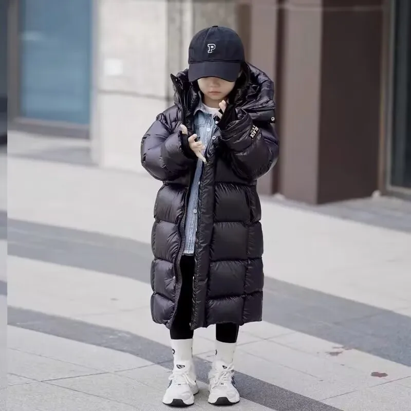 -여아 두꺼운 다운 재킷, 한국 어린이 롱 다운 재킷, 코트, 외투, 4, 6, 8, 10, 13, 15Y, 2023 겨울 신상