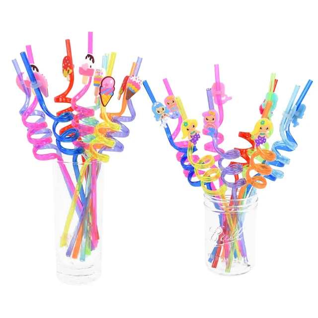 8 pcs pailles enfants reutilisables, Licorne Straws Spirale