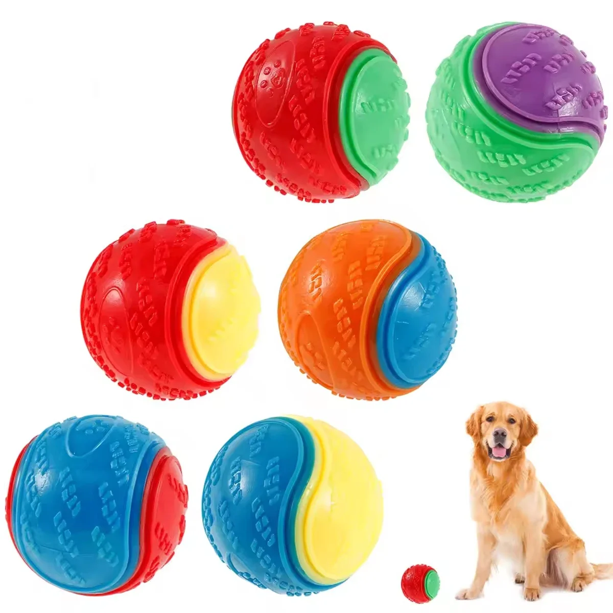 1pc Squeaky Balls Toys Dogs Interactive Toys TPR Dog Chew Toy for Dog Pet Teeth Cleaning Bite Resistance Pet Supplies