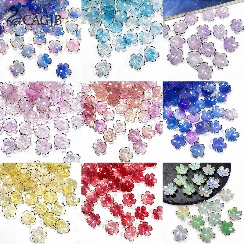 

50Pcs New 19MM Acrylic Cherry Blossoms Flower Beads Petals Charm Connectors Diy Earrings Hair Jewelry Making Resin Acessories