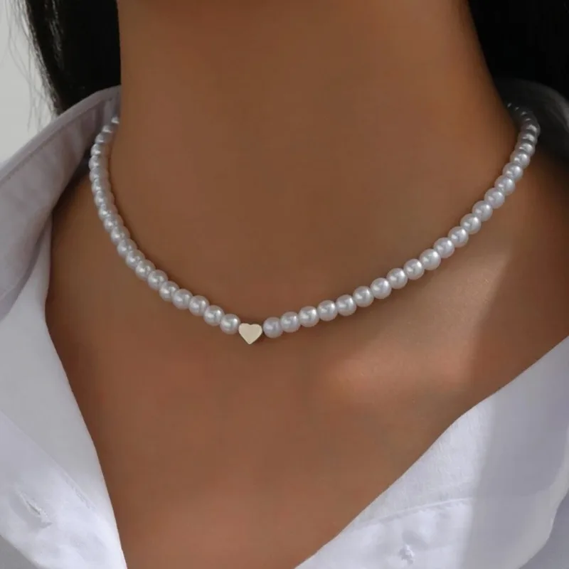Modische Herzförmige Kunstperlen-Choker-Halskette Für Frauen Einfache Elegante Perlenkette Koreanischer Stil Party Hochzeit Schmuck Geschenke Sb293B484F5De4552Aa88A8Cd833B7E78S
