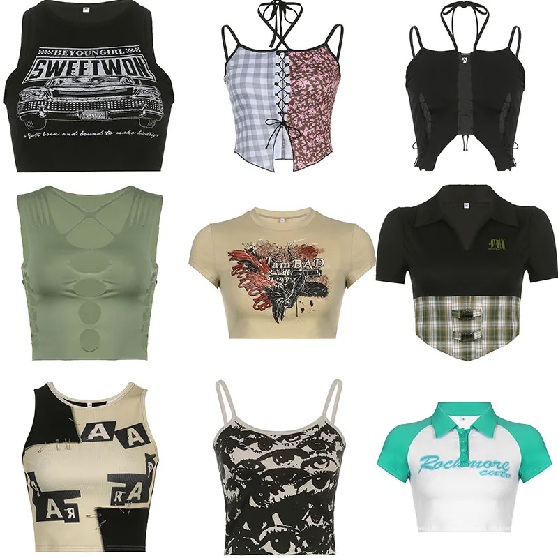 Traf Corset Baby Tee Crop Top Mall Goth Aesthetic Y2k Tank Summer Women
