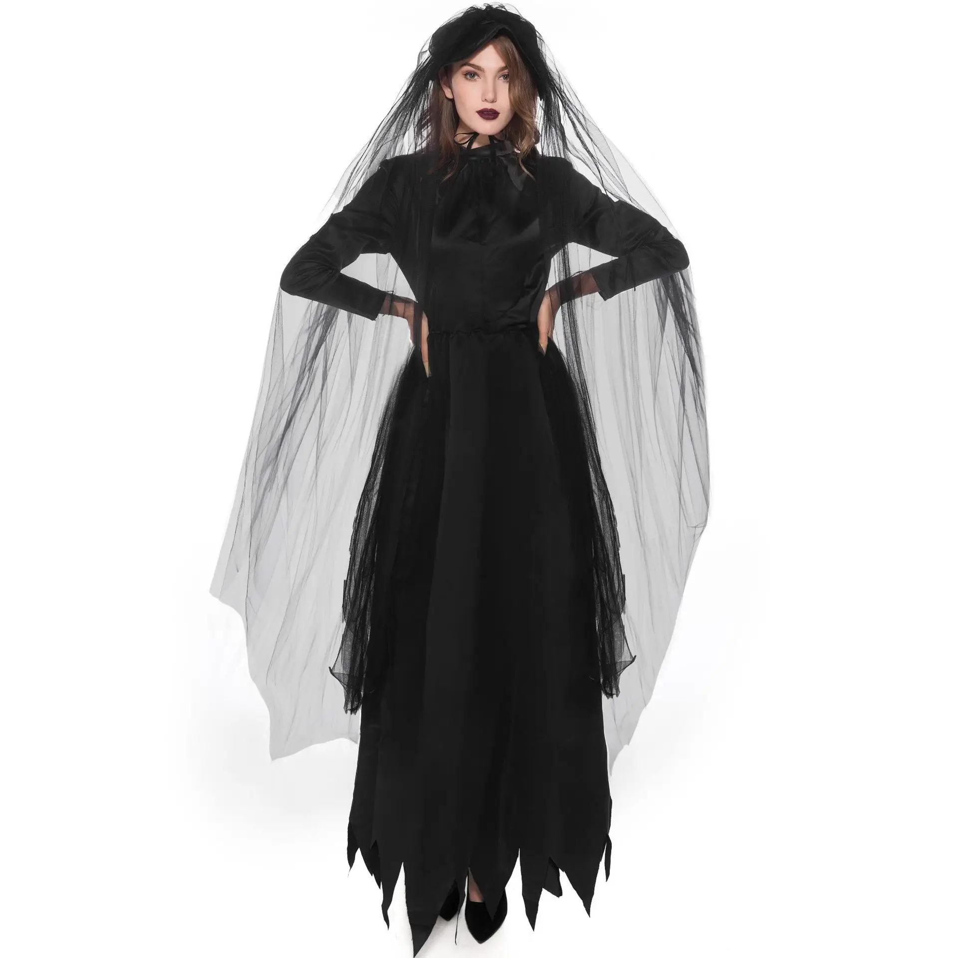 Scary Cosplay Costumes Witch Ghost Zombie Vampire Halloween Carnival Costume Ghost Medieval Hooded Cloak Day of The Dead Costume