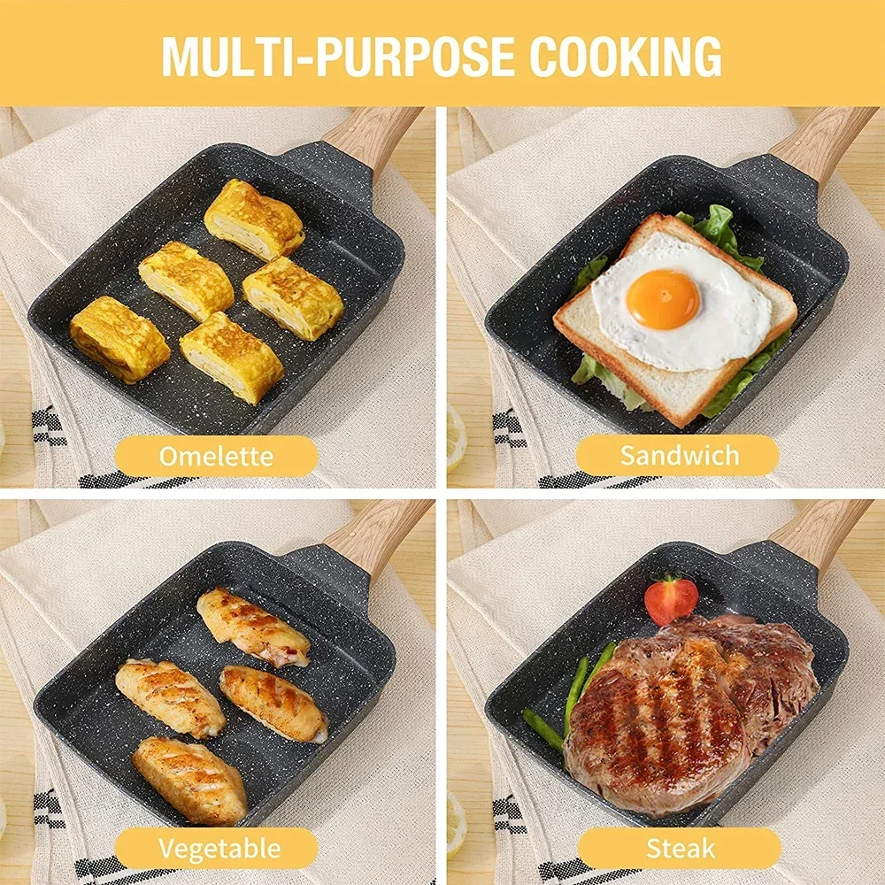 Non-Stick Tamagoyaki Omelette Frying Egg Pan Aluminum Pancake Kitchen Pot Mini Breakfast Make Non-Stick Pan Frying Cookware