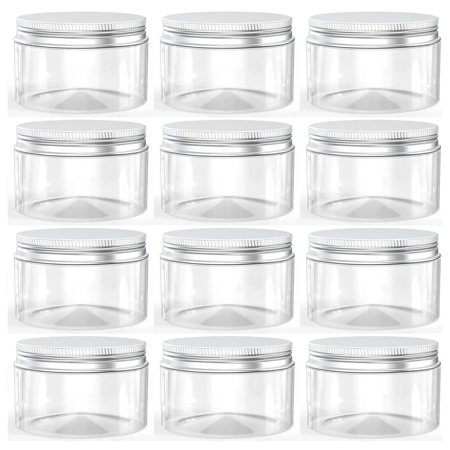 

5pcs 20g 30g 50g 100g 120g 150g PET Empty Clear Container Eye Cream Lotion Lip Balm Makeup Jar with Aluminum Screw Caps Bath Pot