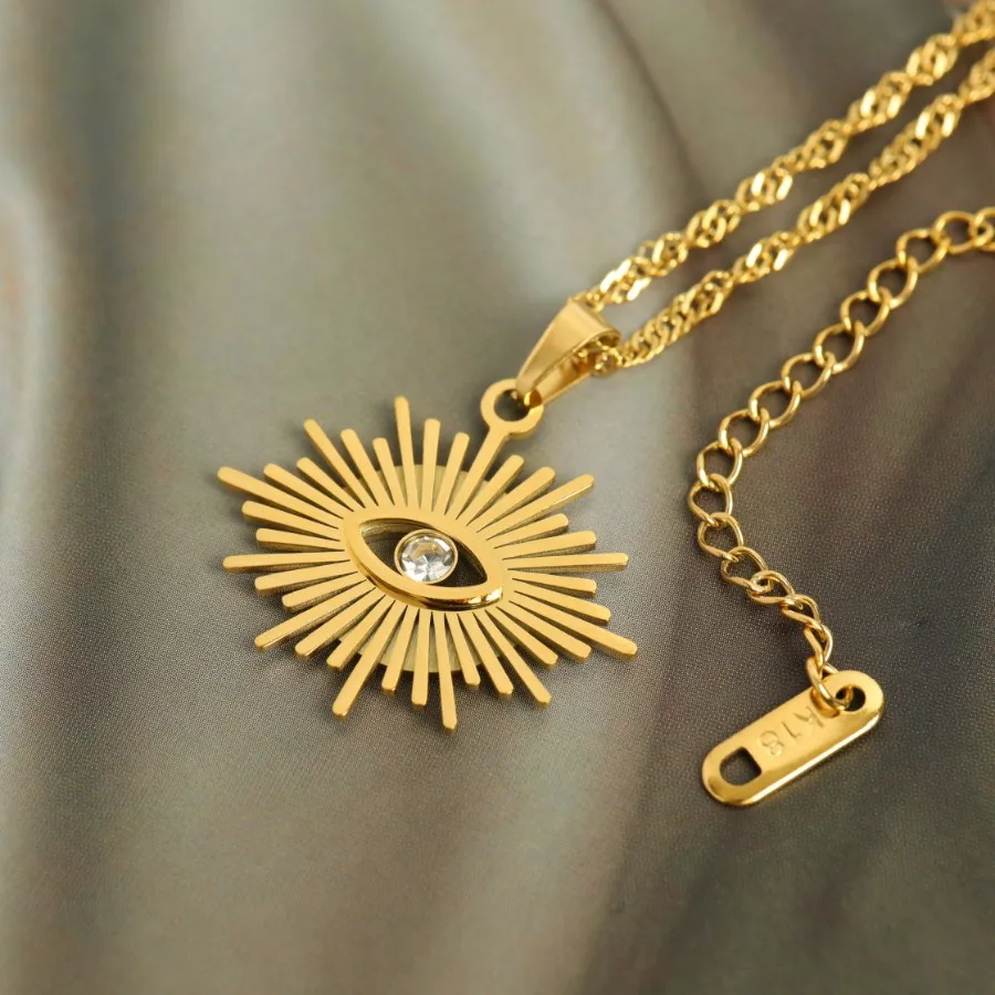 Devil's Eye Pendant Zircon Necklace Men 