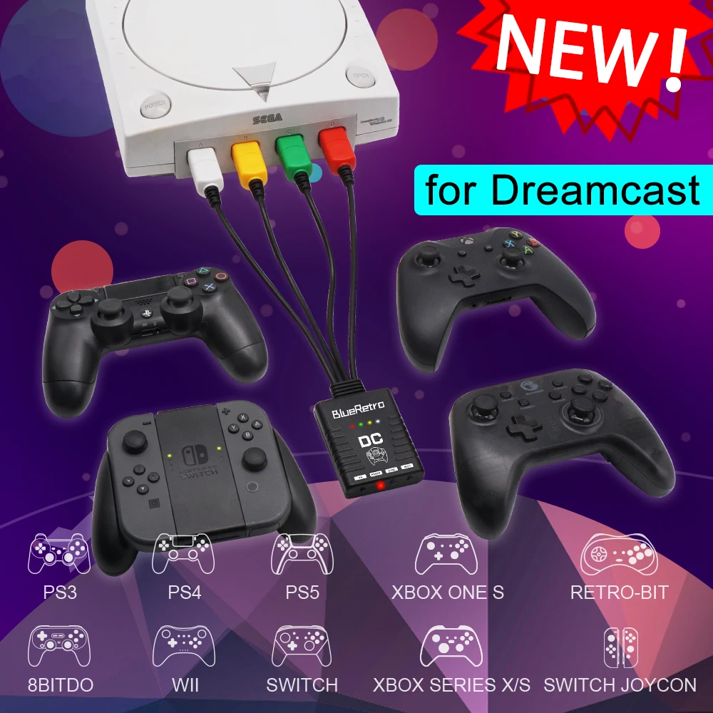 Adaptador de controladores inalámbricos Dreamcast Blueretro para consola SEGA Dreamcast DC