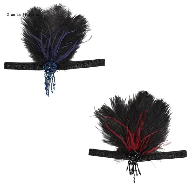 

Повязки на голову с перьями в стиле 1920-х годов. Головной убор танцовщицы выпускного вечера для особого свадебного мероприятия