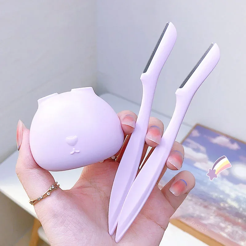 Karsyngirl 2Pcs/set Cute Rabbit Shape Eyebrow Trimmer Facial Hair Remover Eyebrow Lip Razor Eyebrow Trimmers Beauty Makeup Tool 3