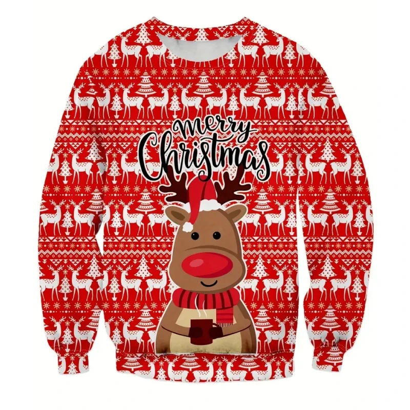 thumbnail image 1 of Suéteres de otoño e invierno para hombre, suéteres con estampado 3D de Papá Noel y muñeco de nieve, suéteres casuales de moda para deportes callejeros para hombre, 1 of 5