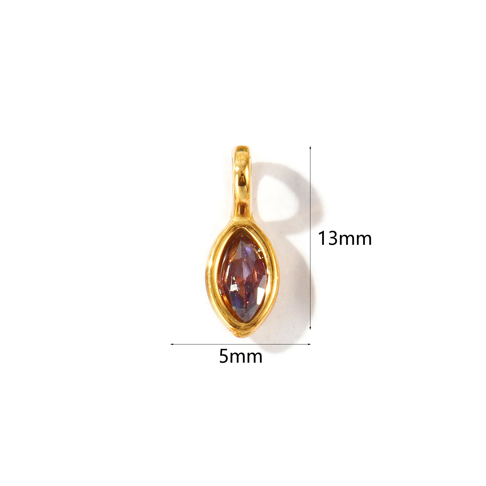 2 Stück Mini-Mehrfarben-Strass-Pentagramm-Oliven-Anhänger aus 304 Edelstahl, geometrische Anhänger, 18 Karat vergoldet, für DIY-Halskette – Detail 9