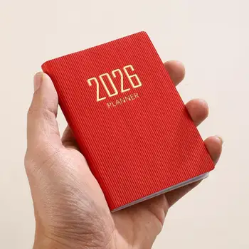 A7 2026 Libro pianificatore inglese Mini libro di programma giornaliero tascabile portatile Agenda di diario con calendario settimanale sottile