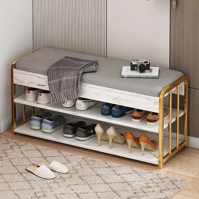 

Hallway Bench Home Bedroom Bed End Stool Porch Wear Shoe Stool Multi-layer Shoe Rack Organizer Cushion Shoe Cabinet