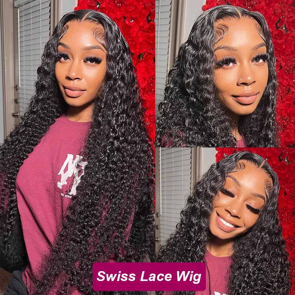Wiggogo 40 Inch Human Hair 13X4 Deep Wave Frontal Wig 13X6 Curly Hd Lace Front Wigs Brazilian Water Wave 5x5 Hd Lace Closure Wig 3